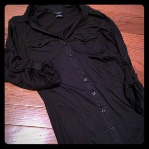 Black button down mini dress